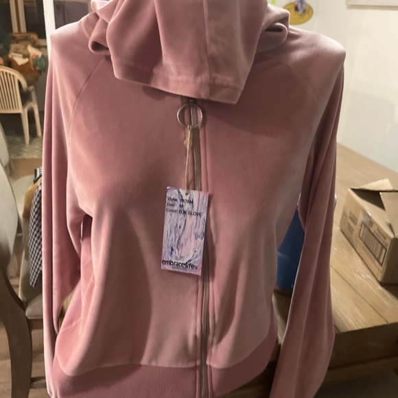 NWT Soft velour Embrace Life hoodie - Picture 2 of 7